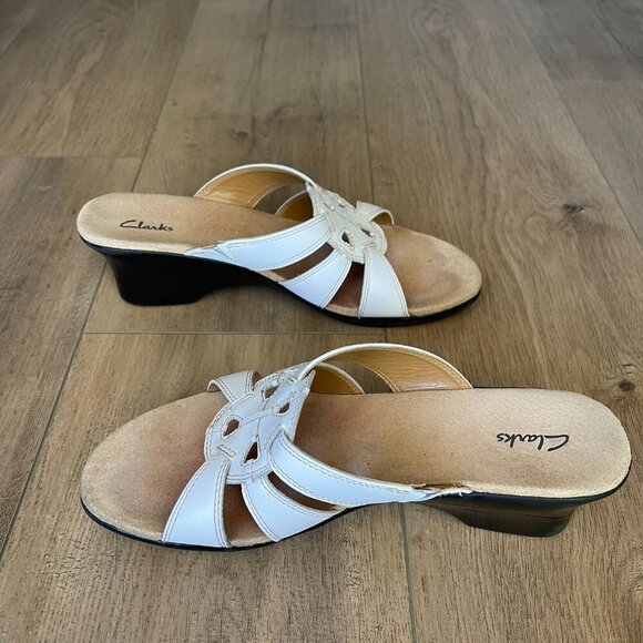 Clarks Women's White Nell Wedge Sandal 8 - Picture 2 of 9